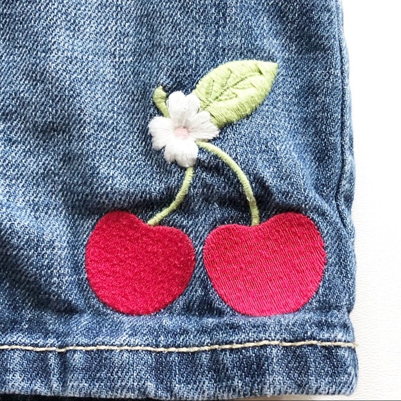 Gymboree Denim Jean Skirt Cherries 8 - Picture 2 of 5